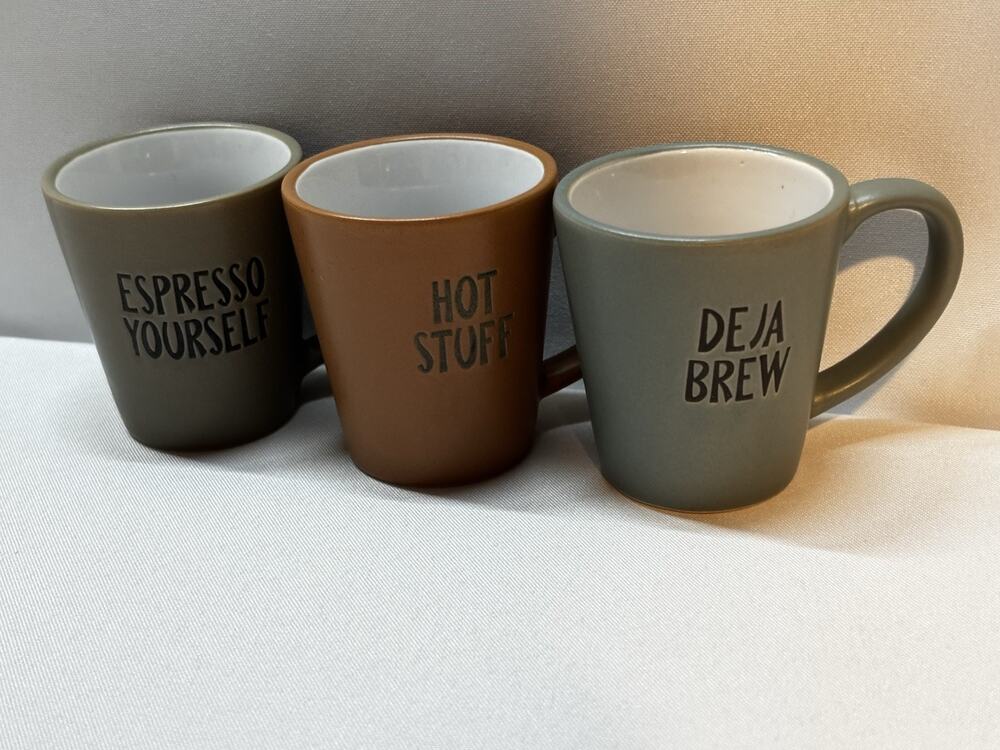 4 Espresso Cups, Espresso Yourself, Deja Brew, Hot Stuff